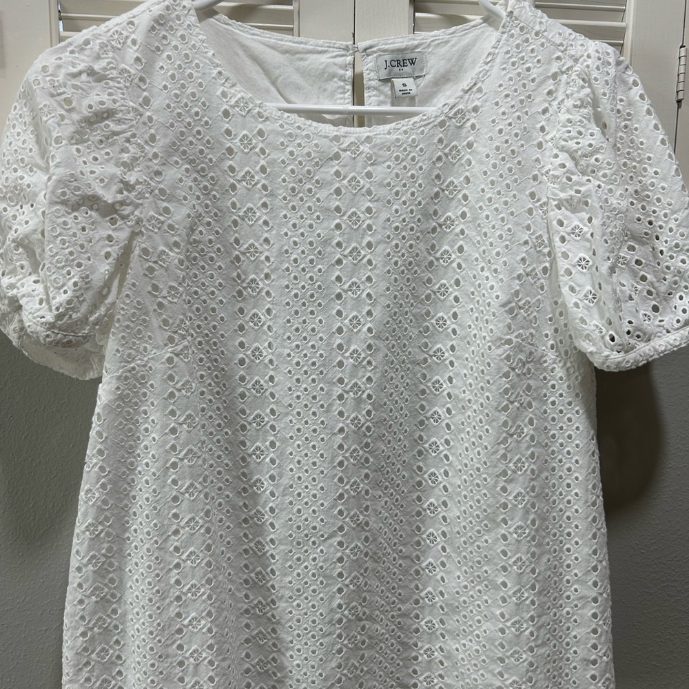 J. Crew Factory White Eyelet Blouse